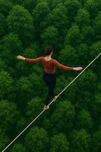 Koordanser over bosrijk gebied